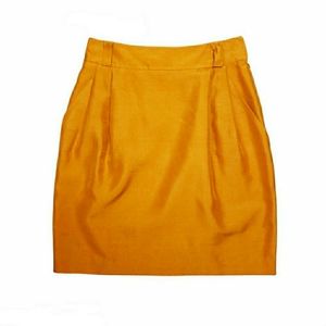 LINDA ALLARD for ELLEN TRACY Vintage 100% Silk Gold Skirt Size 10